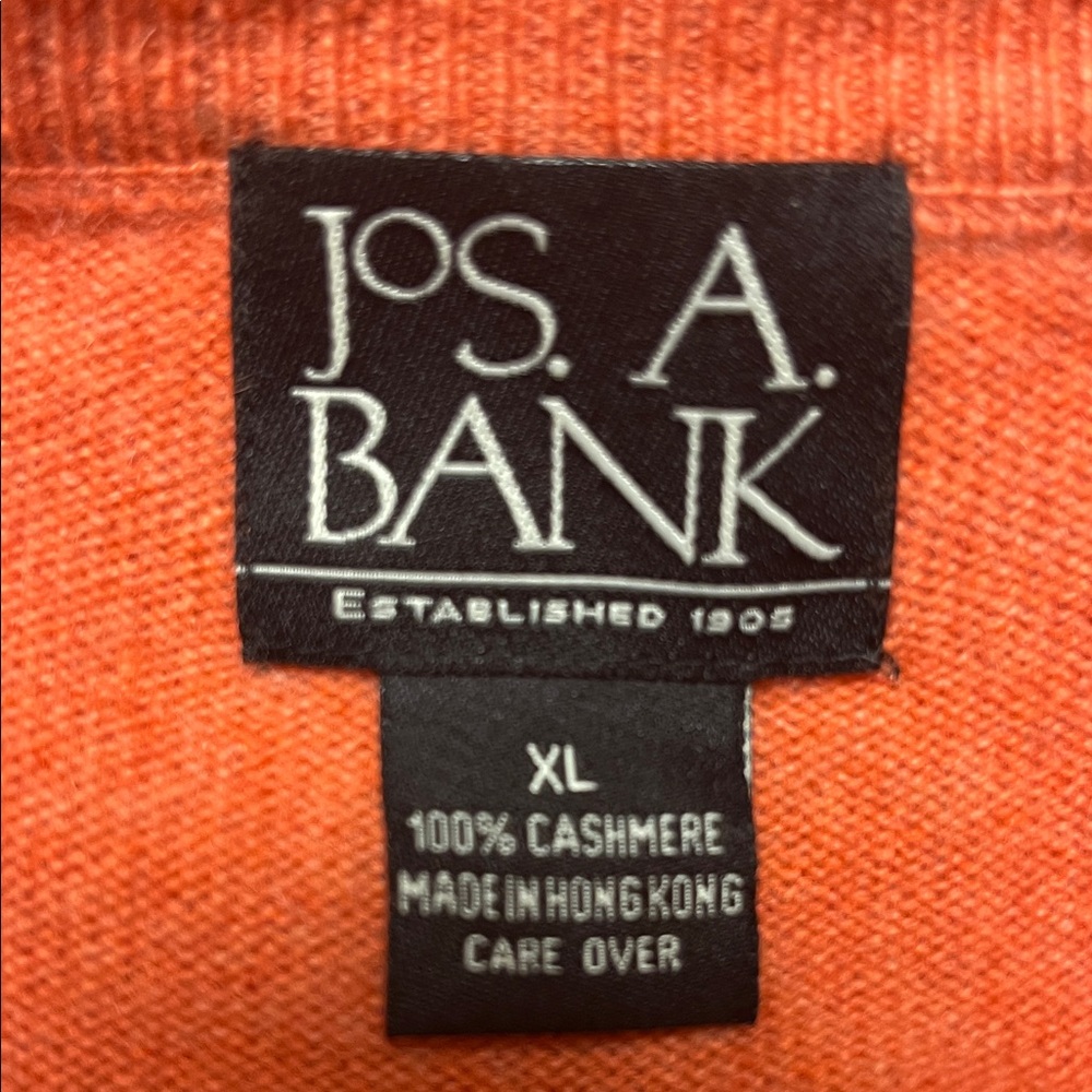 Jos. A. Bank orange cashmere v neck sweater, size extra large - Picture 6 of 6